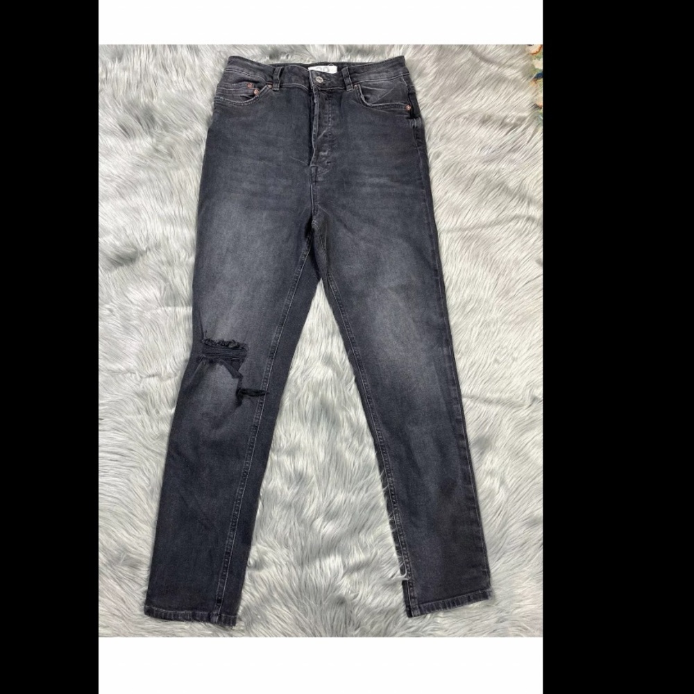 We The Free People Faded Black Button Fly Distressed Jeans 29
